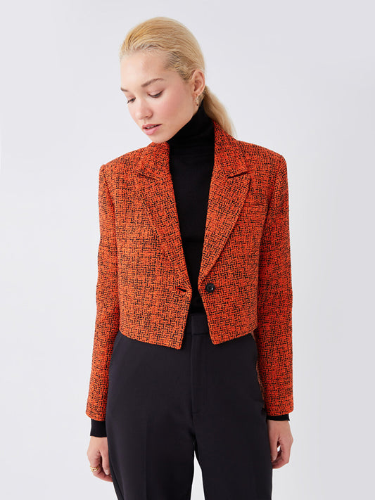 Patterned Long Sleeve Women's Blazer Jacket