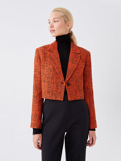 Patterned Long Sleeve Women's Blazer Jacket