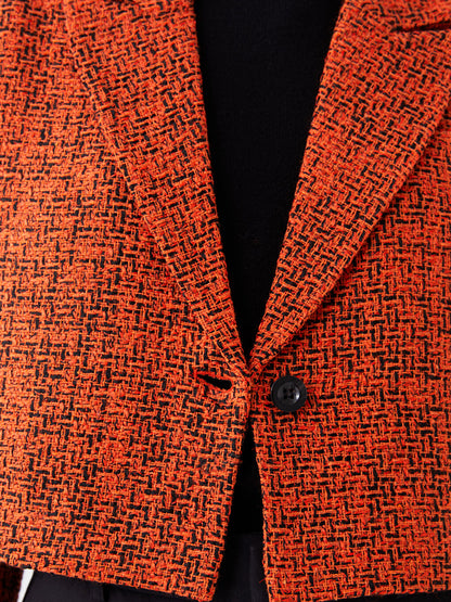 Patterned Long Sleeve Women's Blazer Jacket