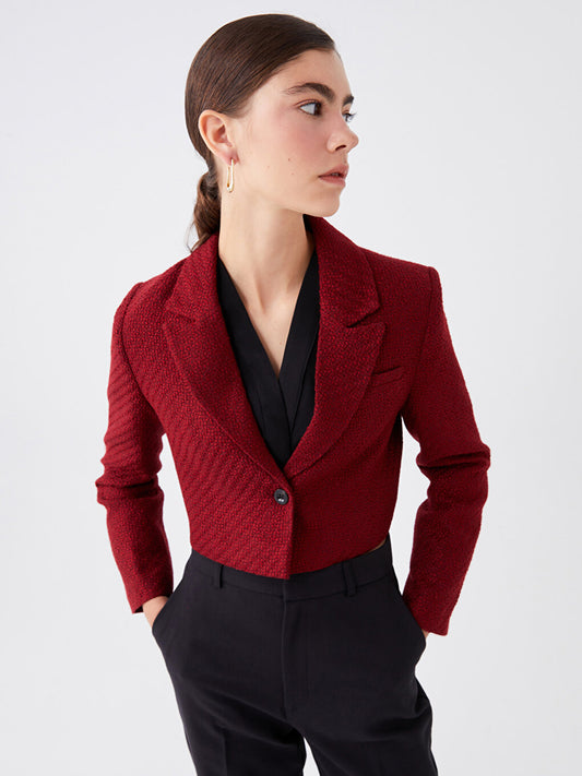 Patterned Long Sleeve Women's Blazer Jacket