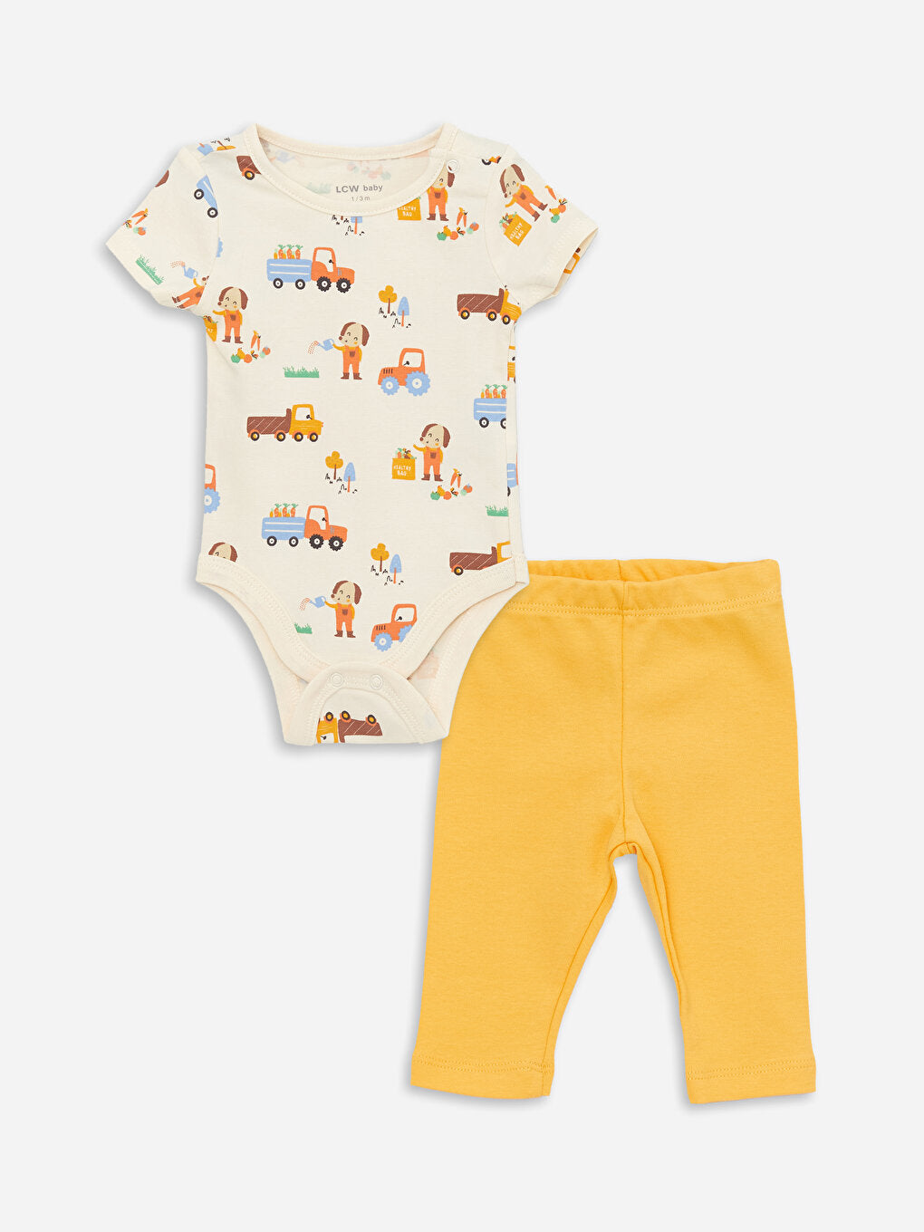 Crew Neck Short Sleeve Printed Baby Boy 2 Piece Set