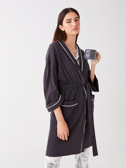 Women's Shawl Collar Plain Dressing Gown