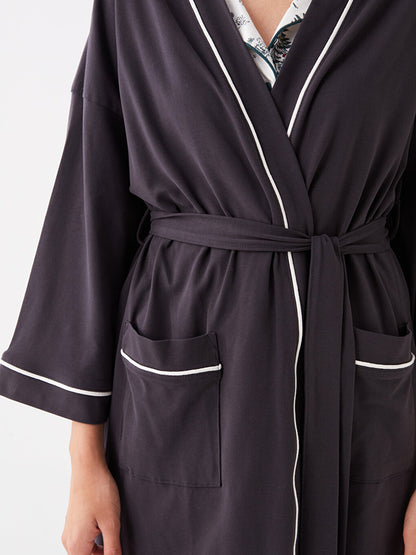 Women's Shawl Collar Plain Dressing Gown