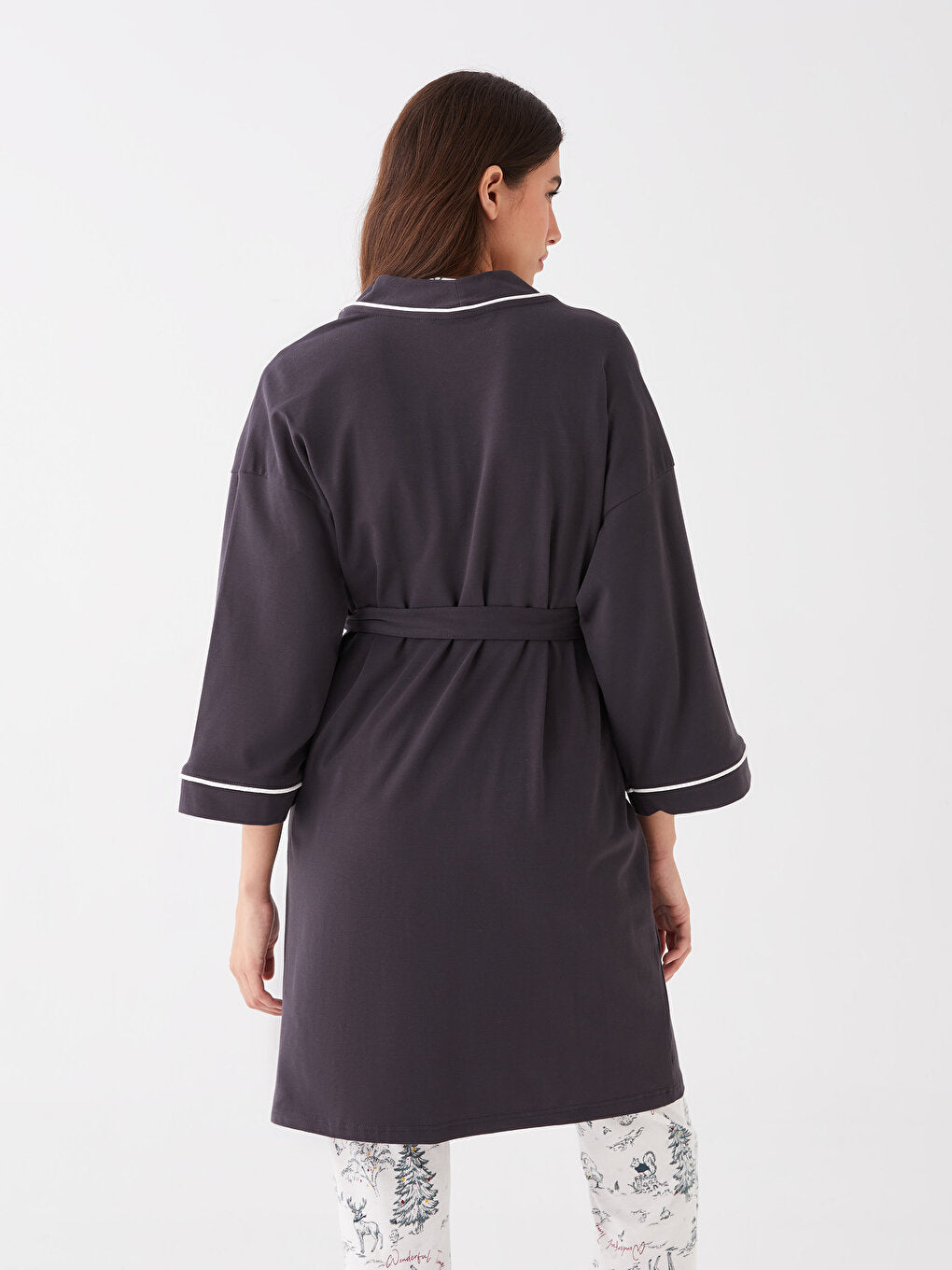 Women's Shawl Collar Plain Dressing Gown