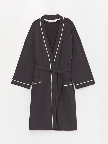 Women's Shawl Collar Plain Dressing Gown