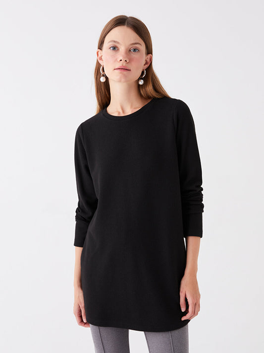 Crew Neck Plain Long Sleeve Women's Tunic