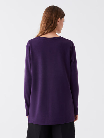 Crew Neck Plain Long Sleeve Women's Tunic