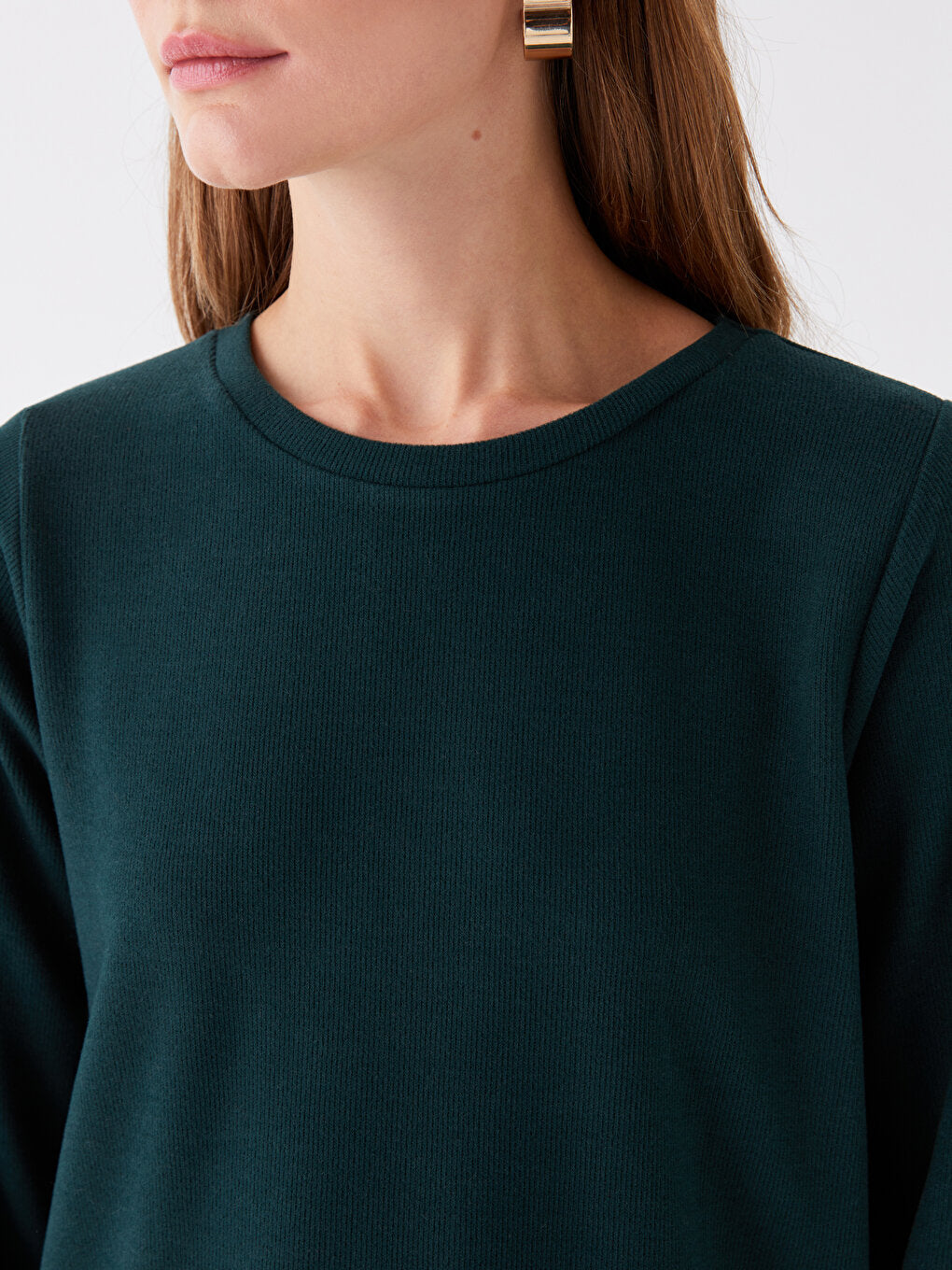 Crew Neck Plain Long Sleeve Women's Tunic