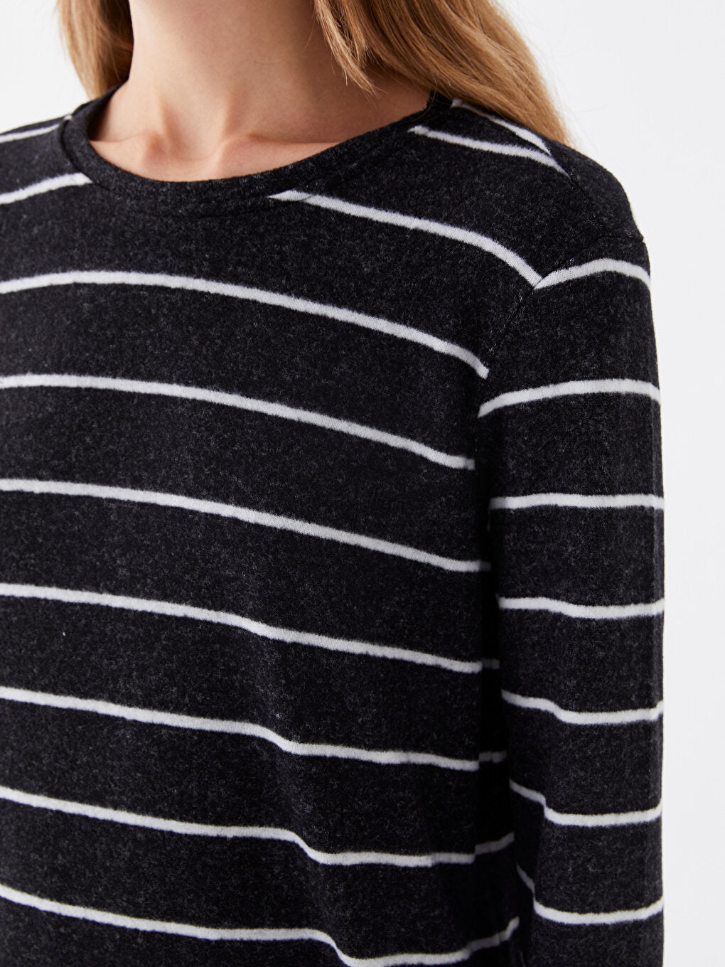 Crew Neck Striped Long Sleeve Women's Tunic