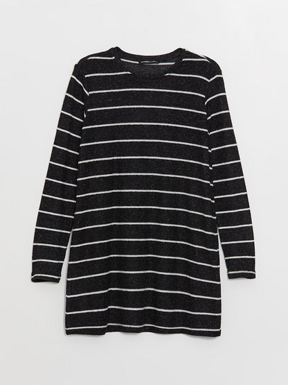 Crew Neck Striped Long Sleeve Women's Tunic