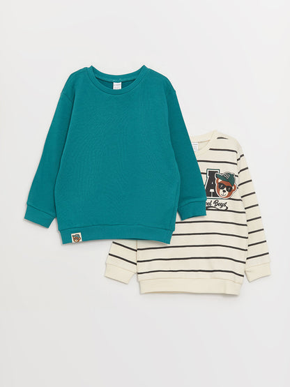 Crew Neck Printed Long Sleeve Baby Boy Sweatshirt Pack of 2