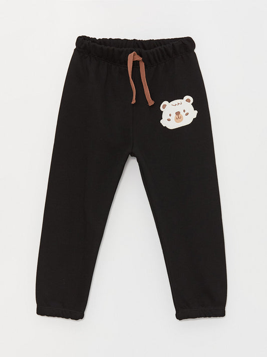 Embroidered Baby Boy Jogger Sweatpants with Elastic Waist