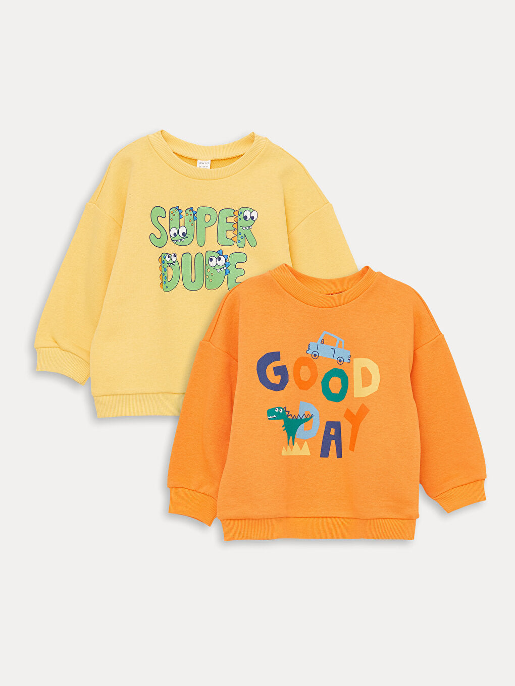 Crew Neck Long Sleeve Printed Baby Boy Sweatshirt 2-pack