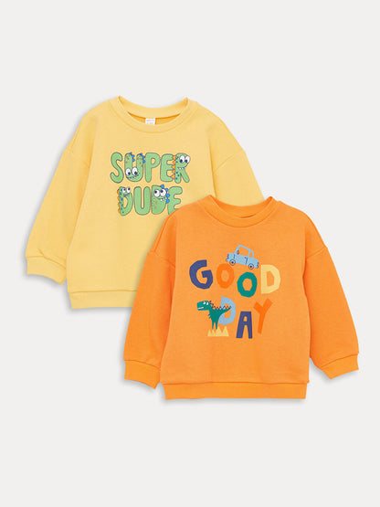 Crew Neck Long Sleeve Printed Baby Boy Sweatshirt 2-pack