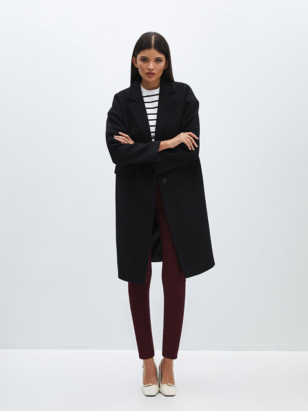 Jacket Collar Plain Oversize Women's Cashmere Coat