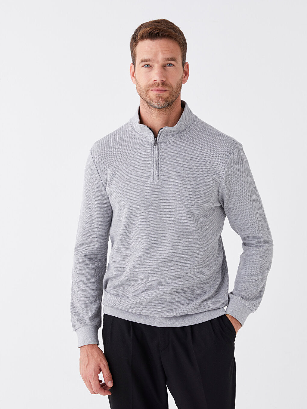 High Collar Long Sleeve Men's Sweatshirt