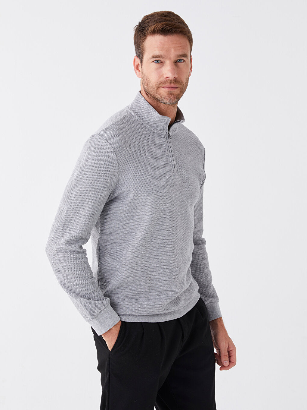 High Collar Long Sleeve Men's Sweatshirt