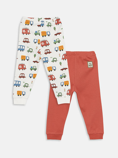 Printed Baby Boy Tracksuit Bottom with Elastic Waist, 2-pack