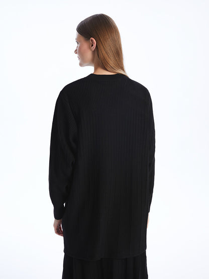 Crew Neck Plain Long Sleeve Women's Knitwear Tunic