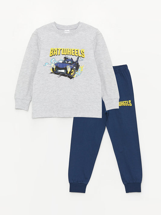 Crew Neck Printed Long Sleeve Boys Pajama Set