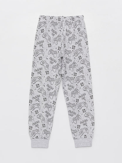 Crew Neck Printed Long Sleeve Boys' Pajama Set