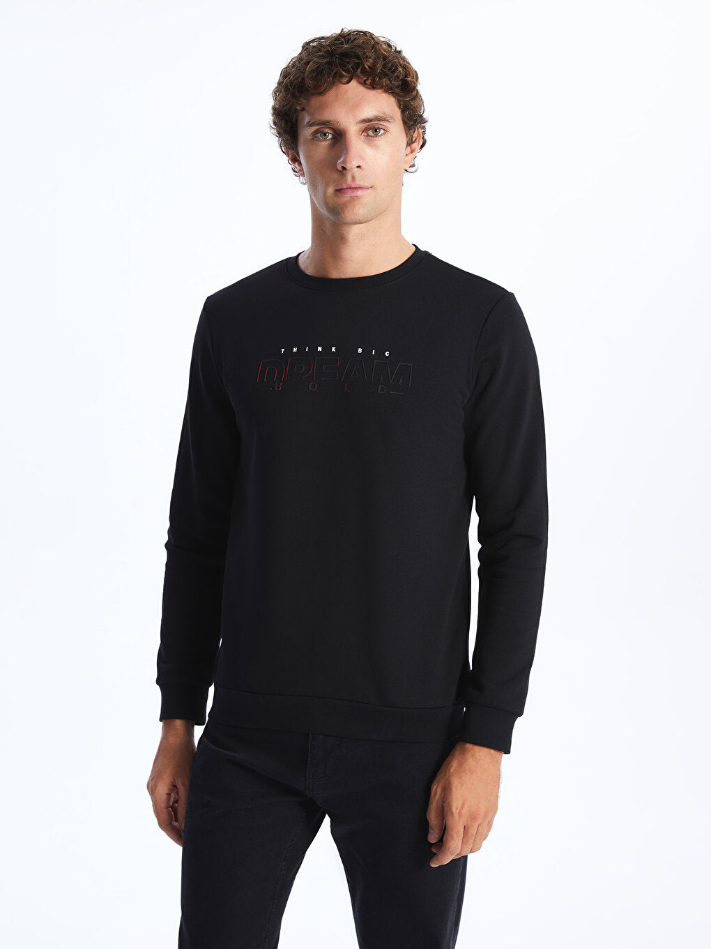 Crew Neck Long Sleeve Printed Men's Sweatshirt