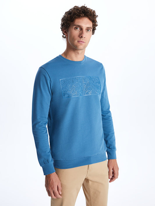 Crew Neck Long Sleeve Printed Men's Sweatshirt