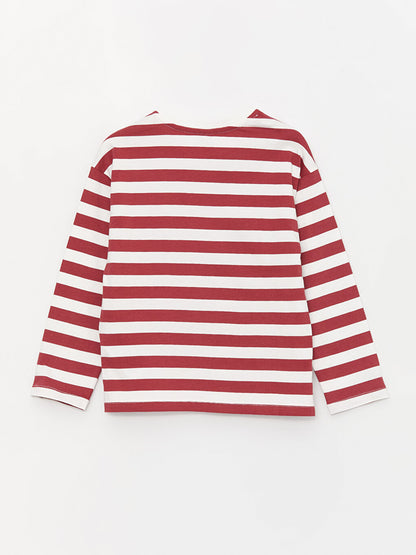 Crew Neck Striped Long Sleeve Girl's T-Shirt