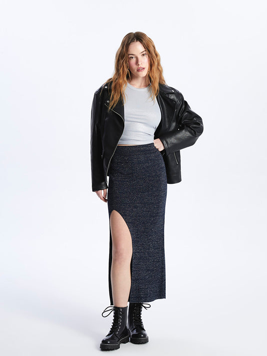 Women's Elastic Waist Plain Knitwear Pencil Skirt