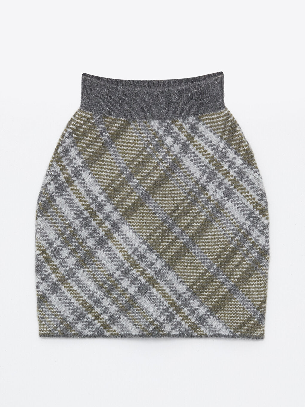 Patterned Women's Knitted Skirt with Elastic Waist