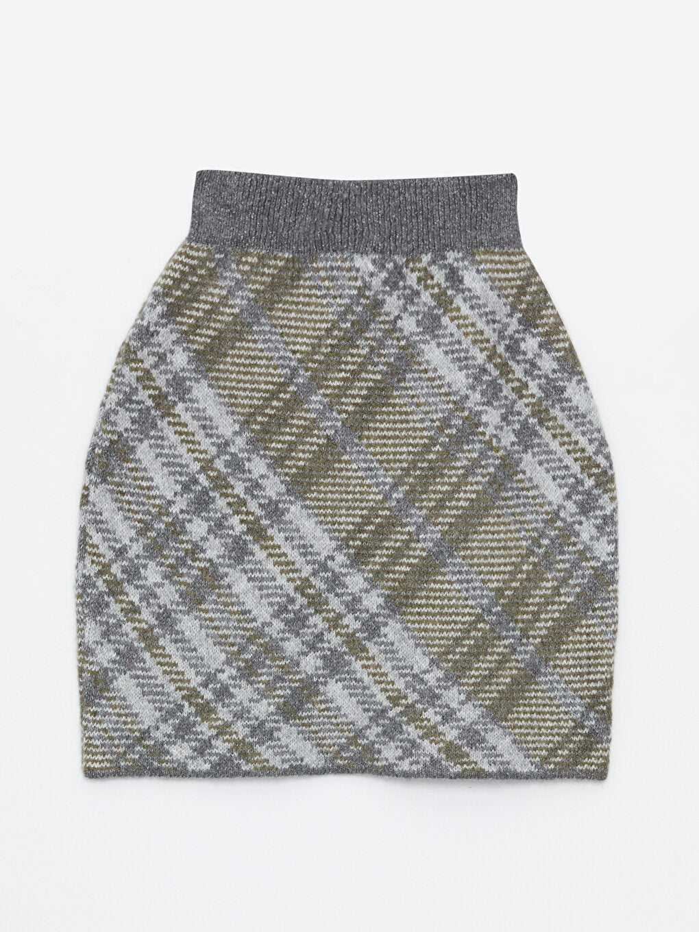 Patterned Women's Knitted Skirt with Elastic Waist