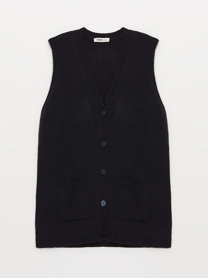 Women's V-Neck Plain Knitwear Vest