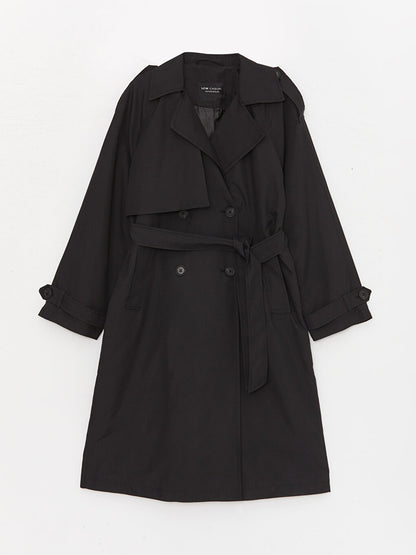 Women's Double Breasted Collar Plain Trench Coat