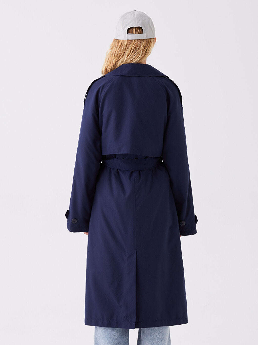 Women's Double Breasted Collar Plain Trench Coat