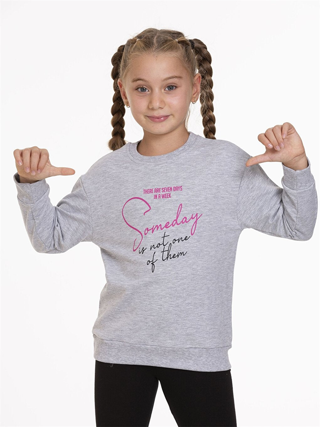 Crew Neck Printed Long Sleeve Girl's Sweatshirt