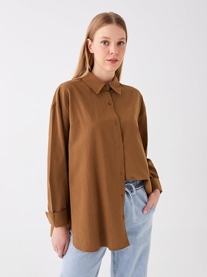 Plain Long Sleeve Oversize Women's Shirt