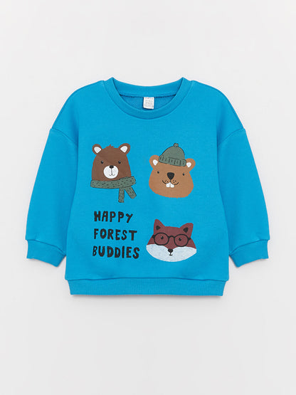 Crew Neck Long Sleeve Printed Baby Boy Sweatshirt