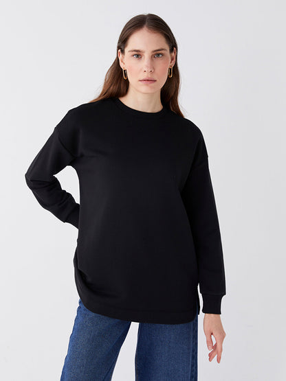 Crew Neck Plain Long Sleeve Oversize Women's Tunic