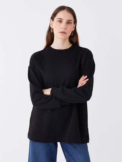 Crew Neck Plain Long Sleeve Oversize Women's Tunic