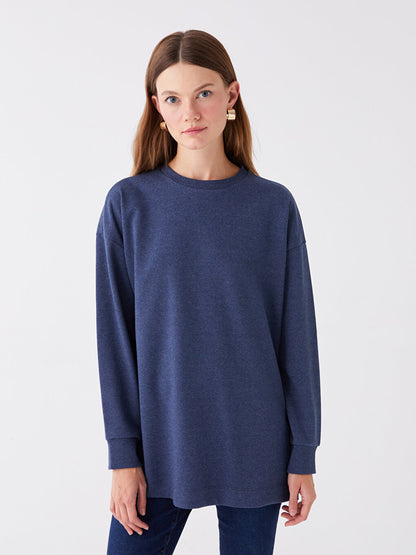 Crew Neck Plain Long Sleeve Oversize Women's Tunic