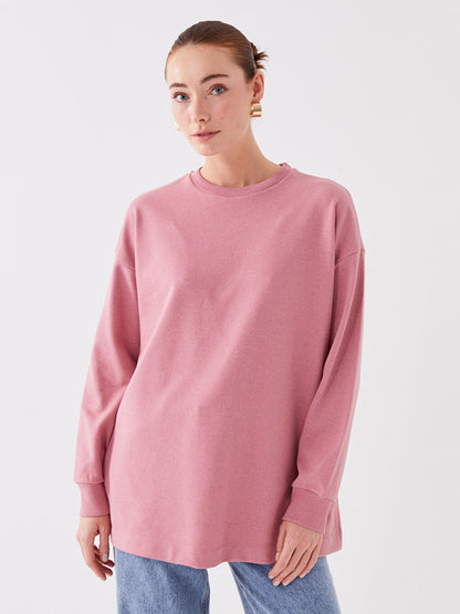 Crew Neck Plain Long Sleeve Oversize Women's Tunic