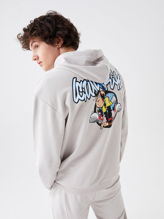 Long Sleeve Nostalgic Monkey Printed Unisex Hoodie