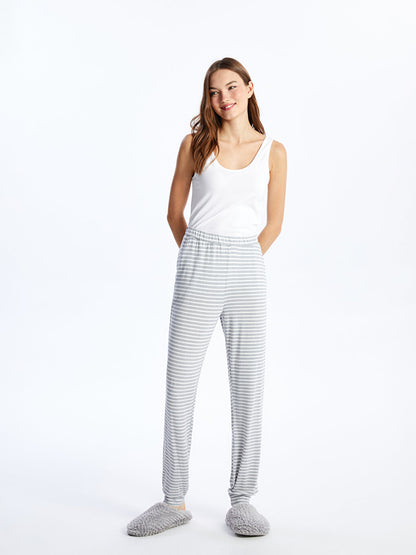 Striped Women's Jogger Pajama Bottoms with Elastic Waist