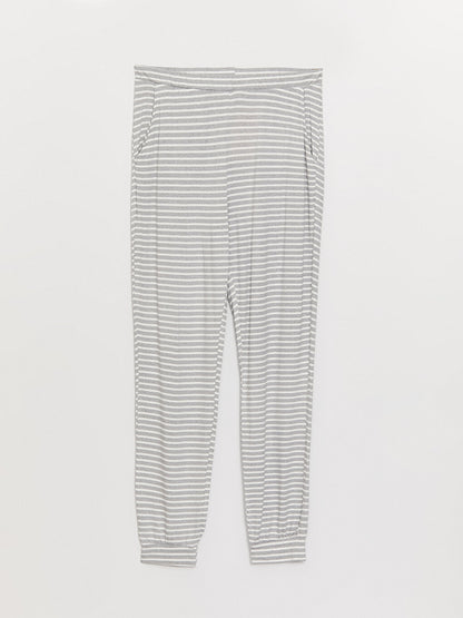 Striped Women's Jogger Pajama Bottoms with Elastic Waist