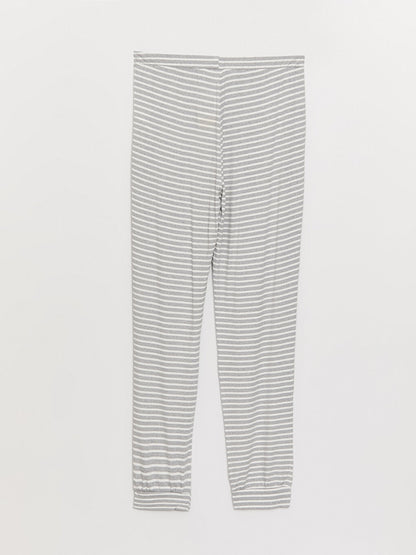 Striped Women's Jogger Pajama Bottoms with Elastic Waist