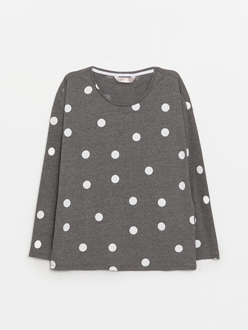 Crew Neck Polka Dot Long Sleeve Women's Pajama Top