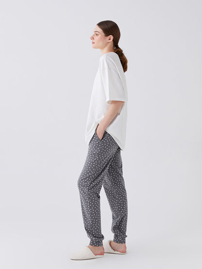 Polka Dot Women's Jogger Pajama Bottom with Elastic Waist