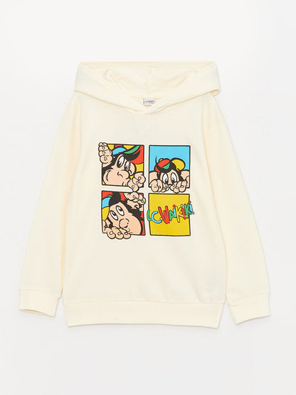 Nostalgic Monkey Printed Long Sleeve Unisex Kids Hoodie