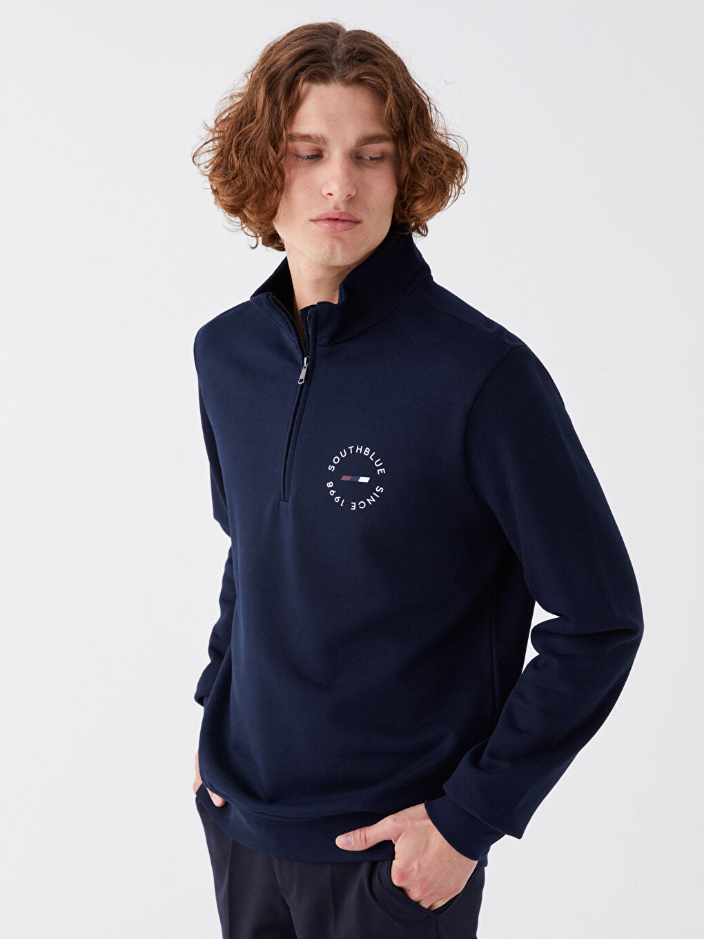 High Collar Long Sleeve Men's Sweatshirt