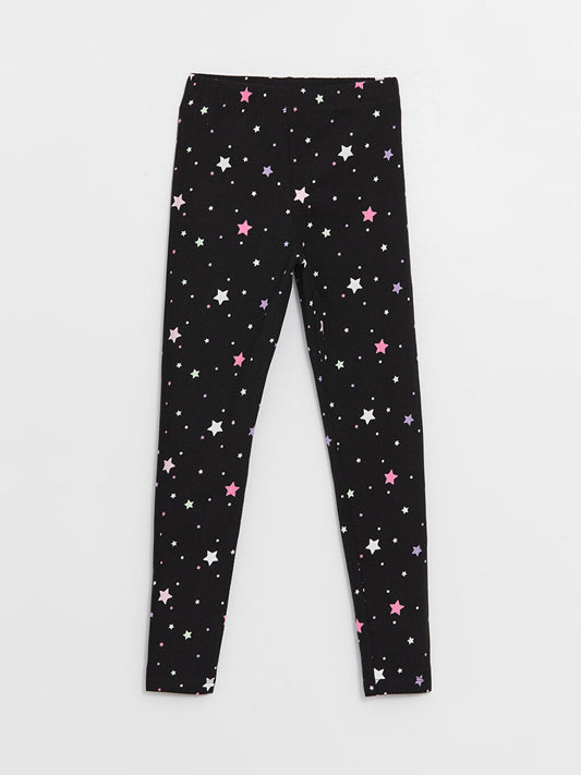 Printed Girls' Tights with Elastic Waist